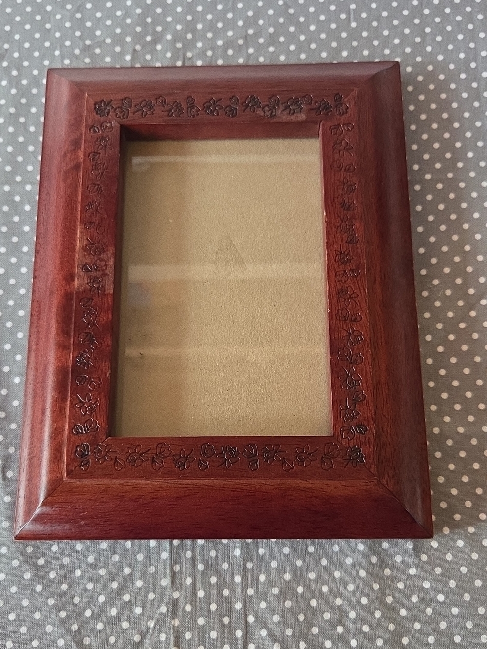 Fetco Home Decor Wooden Floral Carved Picture Frame in Mahogany